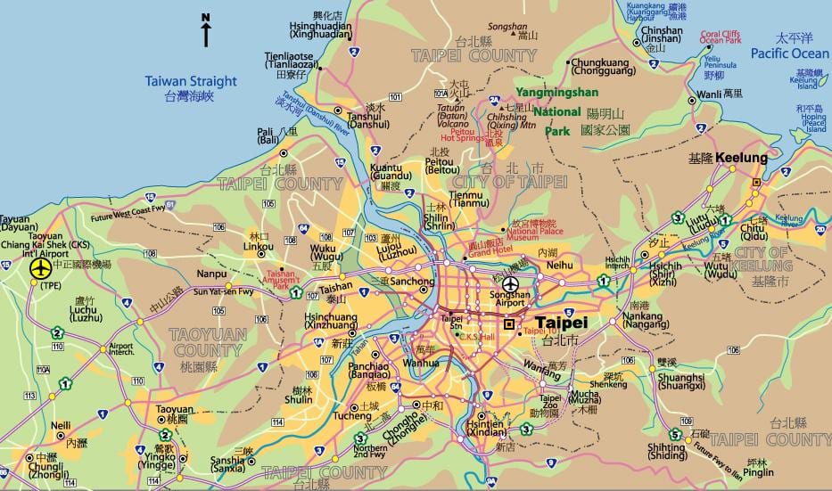 Taipei a belváros térkép