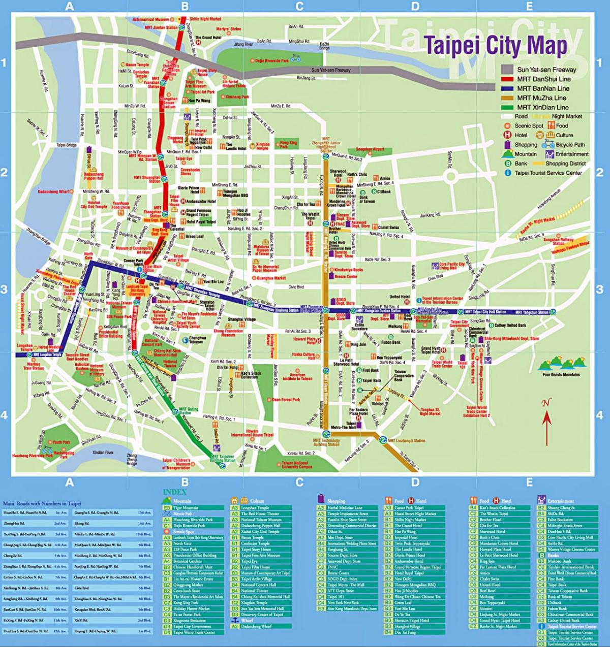 térkép Taipei city turisztikai
