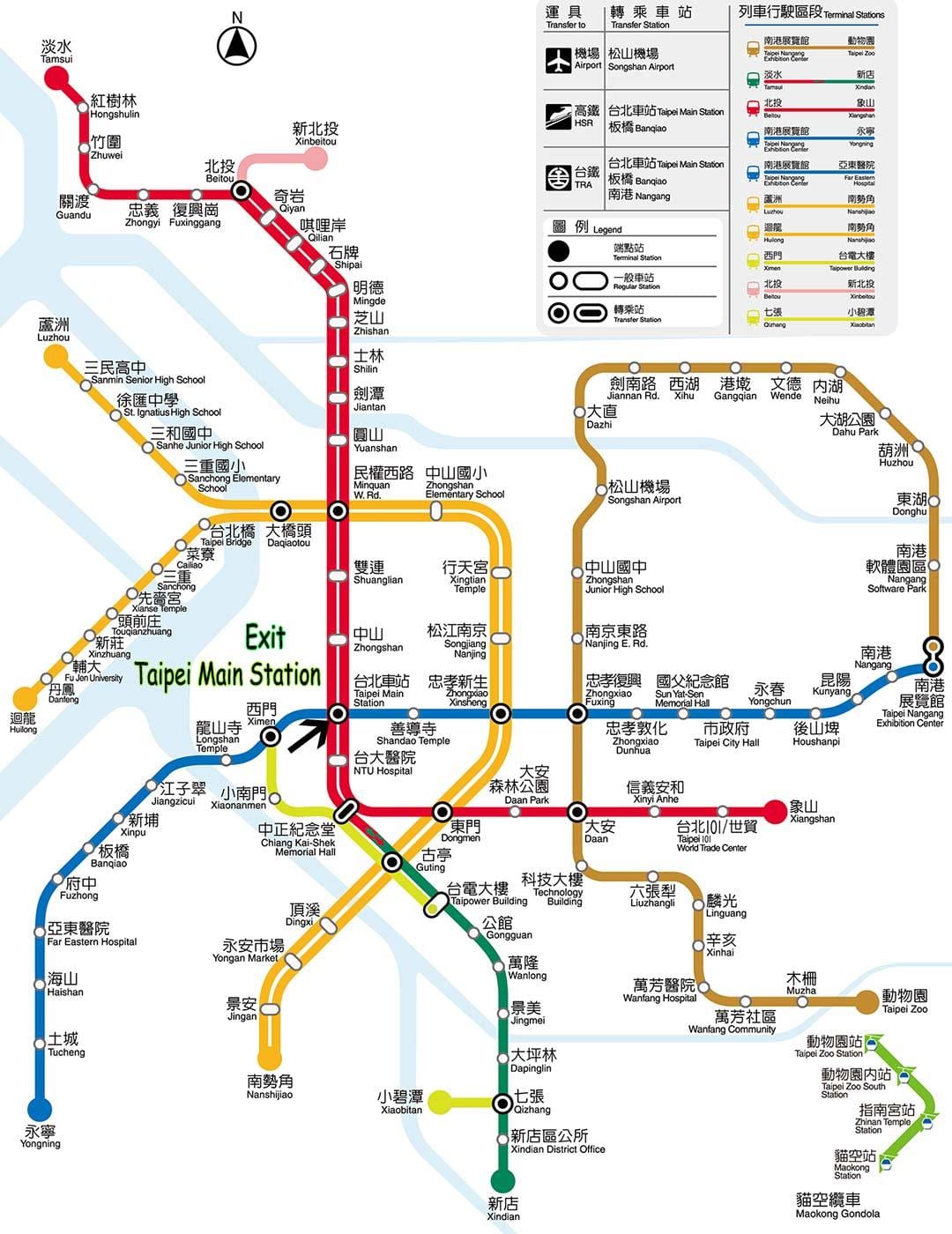Taipei fő állomás földalatti bevásárlóközpont térkép