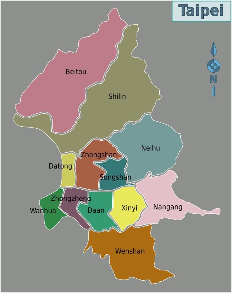 Taipei city kerületi térkép