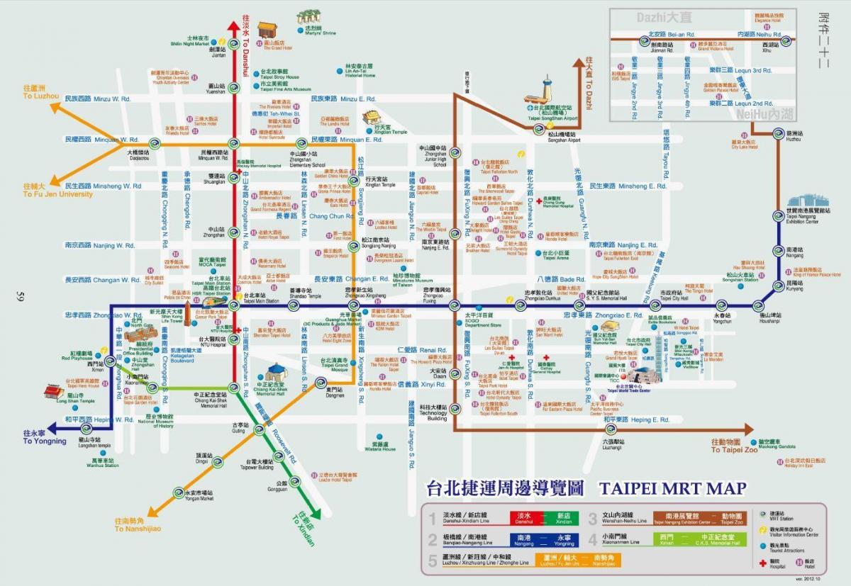 Taipei metró térkép látnivalók